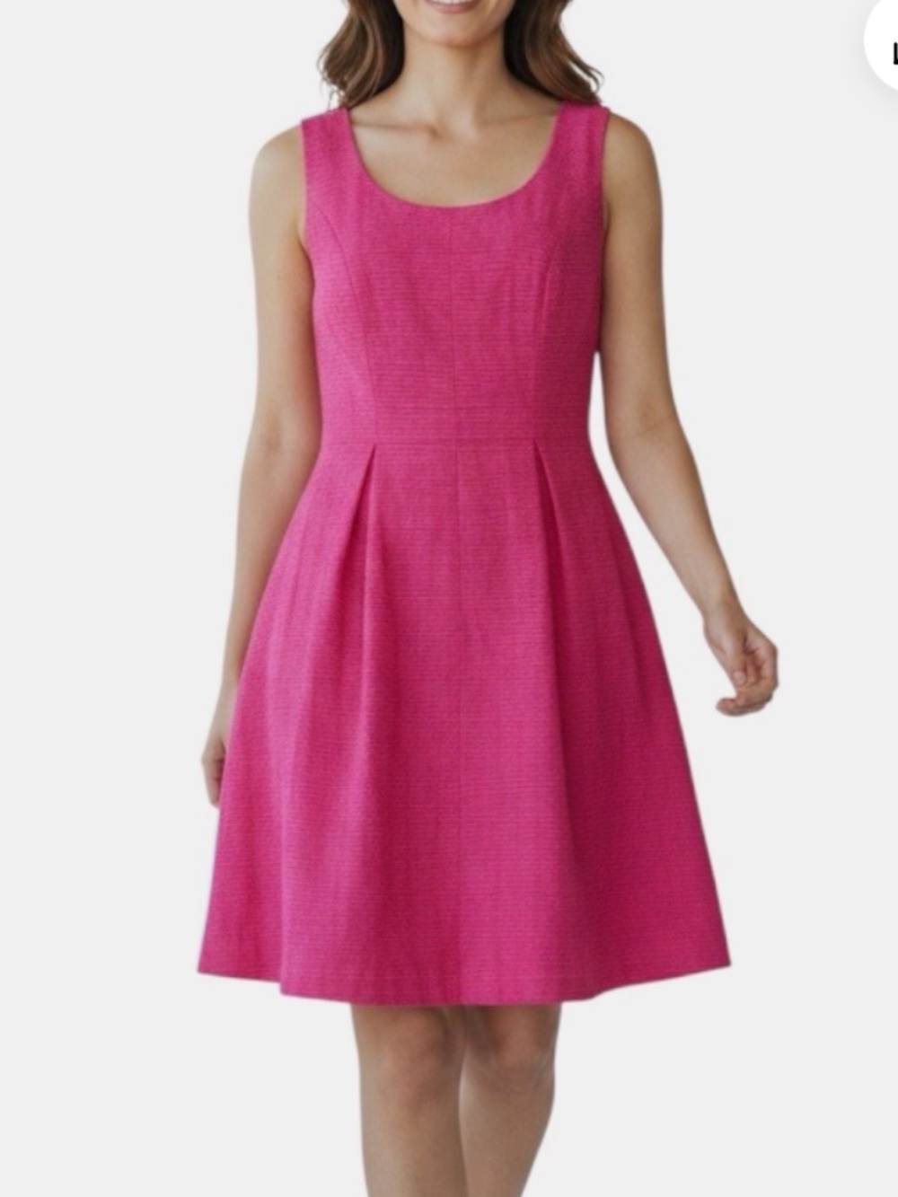 Nine West Women’s 12 Pink Textured Sleeveless Fit & Flare Dress With Pockets